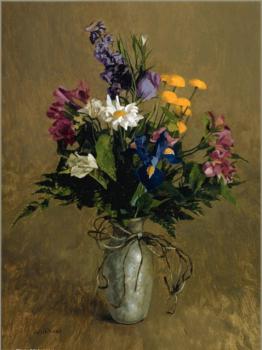 威廉 惠特尅 Pewter Vase with Flowers